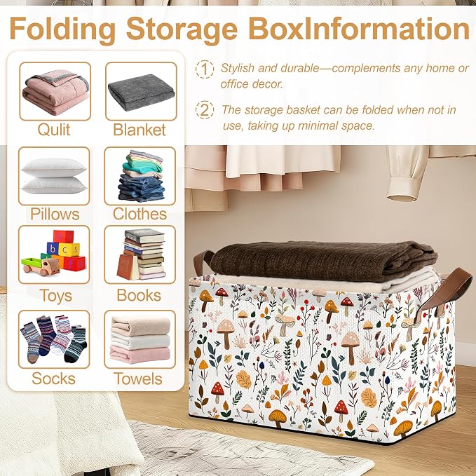 Decorative 32L Mushroom Storage Bins - Image 5