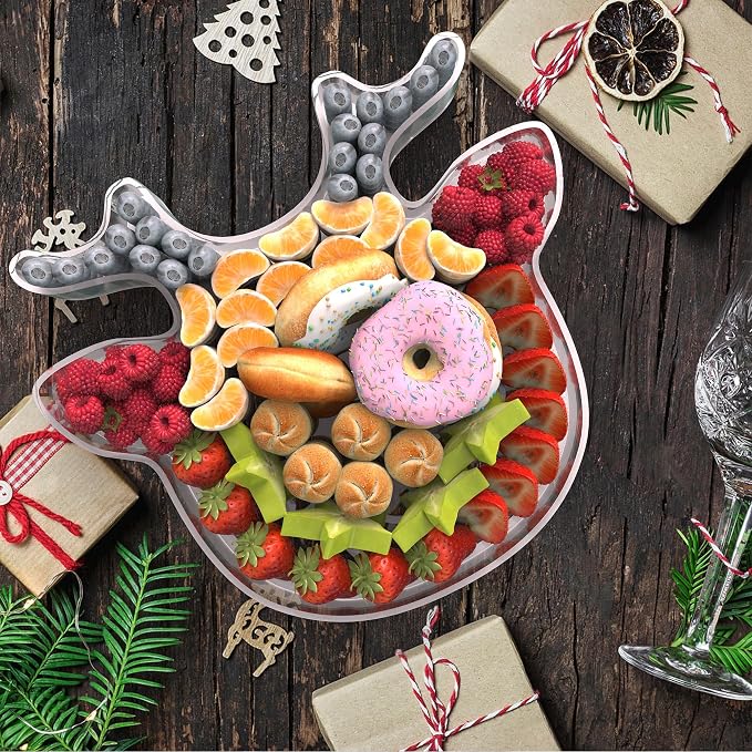 11" Christmas Elk Charcuterie Boards, Acrylic Reusable Serving Tray - Image 5