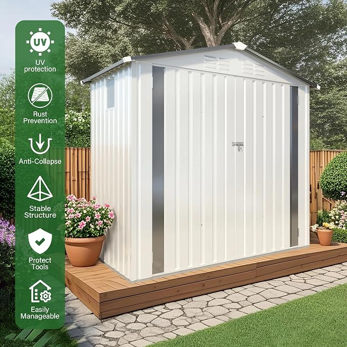 Metal Storage Shed, 6X3.6 FT Lockable Outdoor Tool Shed - Image 3