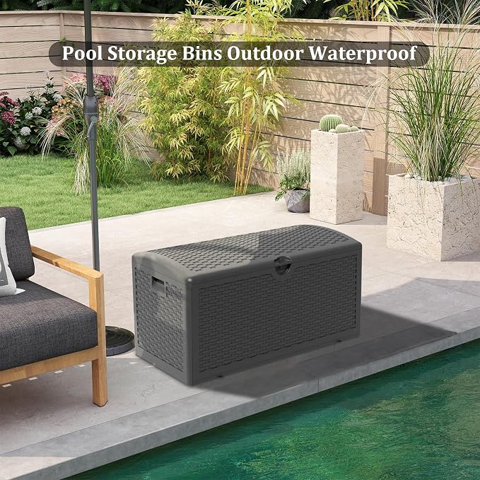 80 Plus Gallon Resin Deck Box, Waterproof Outdoor Storage Box - Image 8