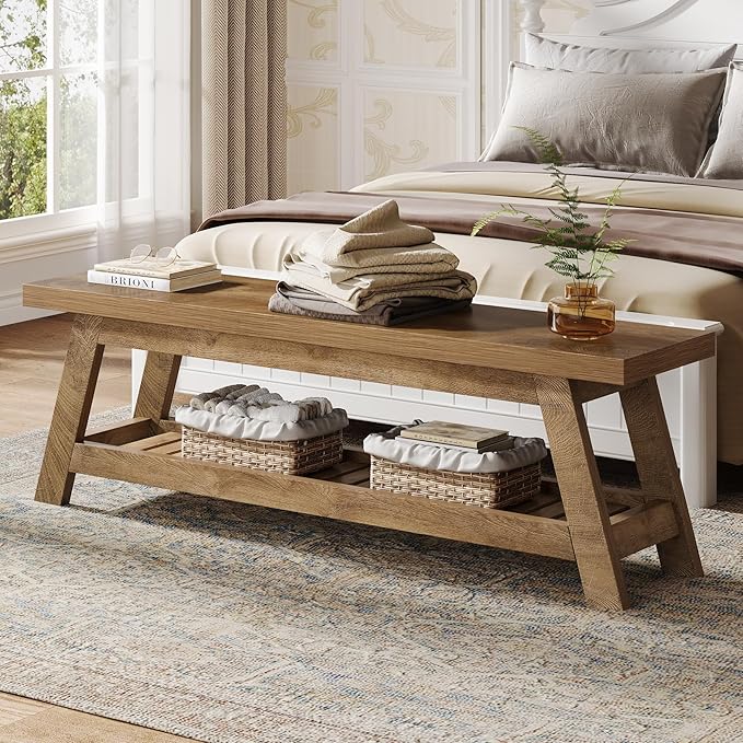 Tribesigns 55" Wood Entryway Bench - Image 5