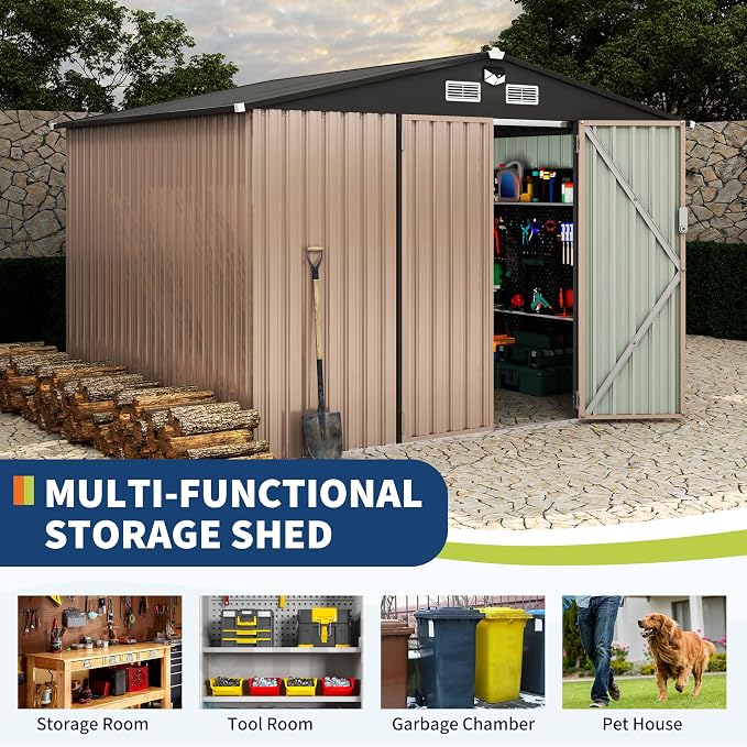 8x10 FT Metal Storage Sheds Outdoor - Image 4