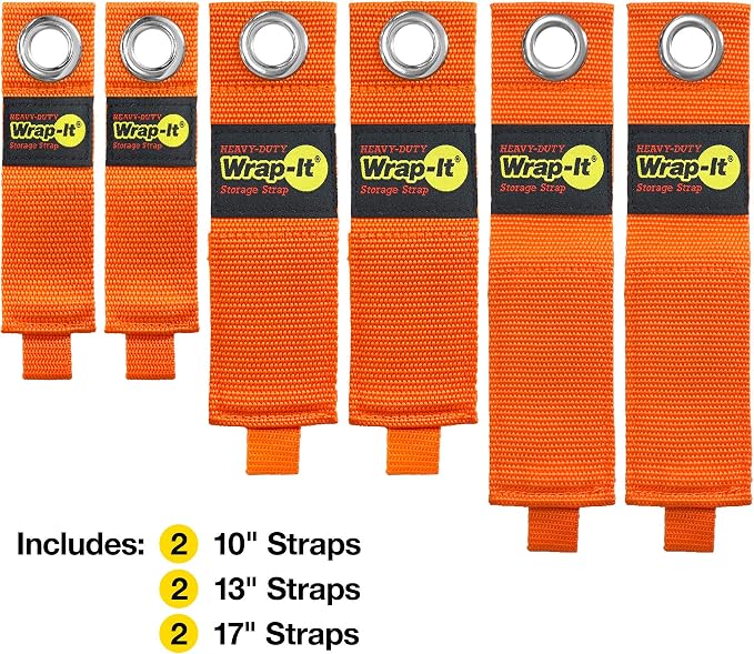 Heavy-Duty Wrap-It Storage Straps, Blaze Orange - Image 3