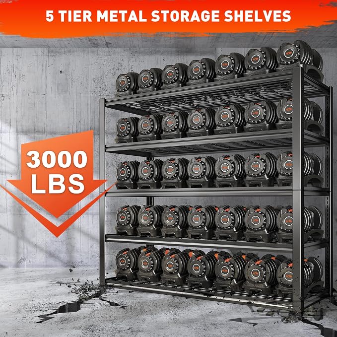 REIBII 48.2''W Garage Shelving Heavy Duty Metal Shelving 3000LBS Storage - Image 3