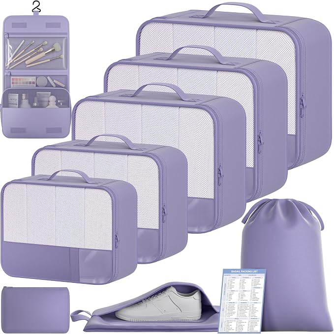 BAGAIL 9 Set Packing Cubes Luggage Packing Organizers by BAGAIL