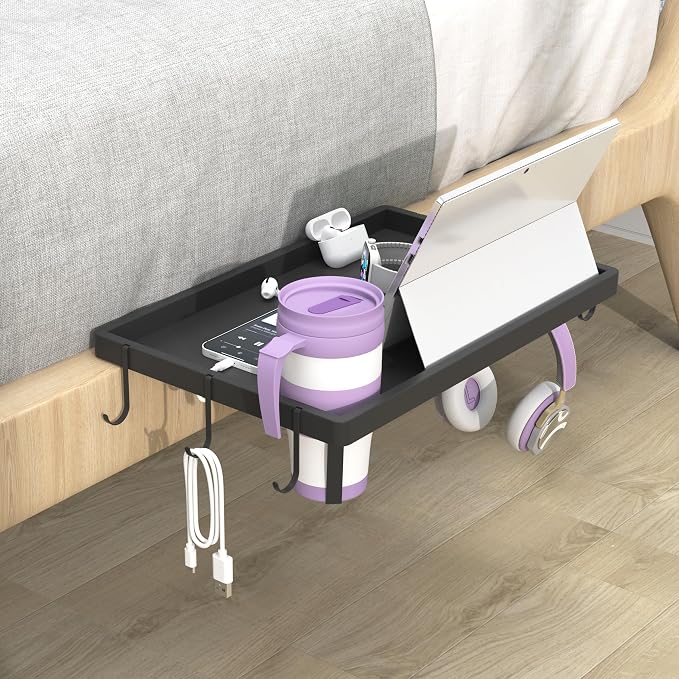 ANYHI Bedside Shelf for Dorm Room Bunk & Top Bunk, Aluminum Clip On Nightstand - Image 2