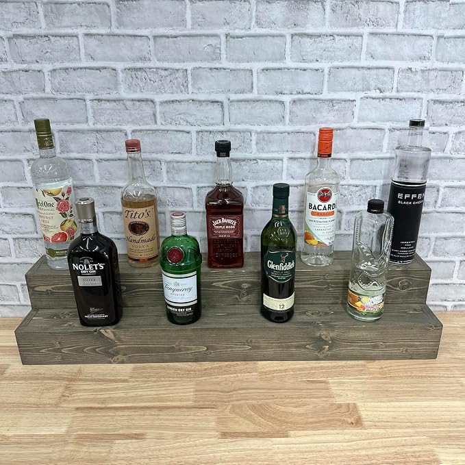 Tiered Bottle Shelf | 2 Tier Liquor Bottle Display | Bar Organization | - Image 2