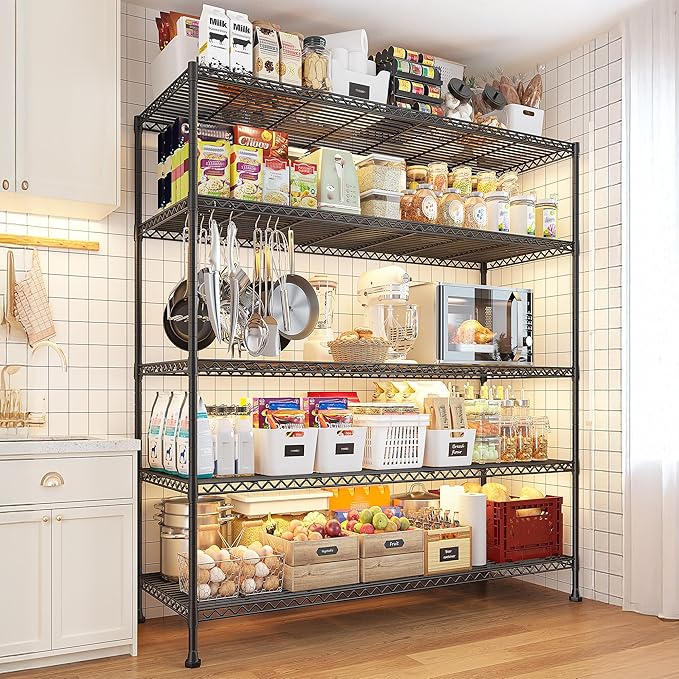 REIBII 45.8''W Storage Shelves 5 Tier Wire Shelving Metal Shelves - Image 4