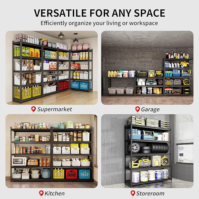 Metal Garage Shelving, Adjustable 5-Tier Heavy Duty Shelving, 2800 LBS Garage - Image 7