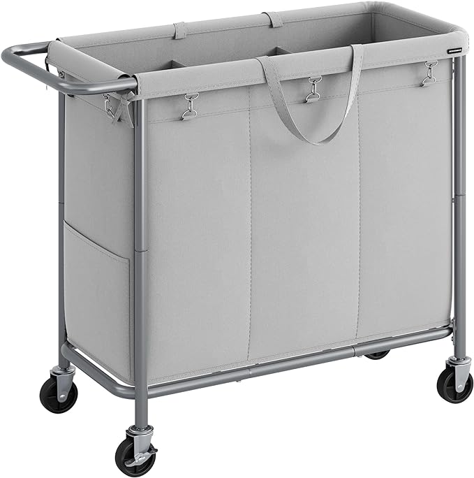 SONGMICS Laundry Basket with Wheels, 3-Section Rolling Laundry Hamper, 52.8 by SONGMICSbySONGMICSHOME