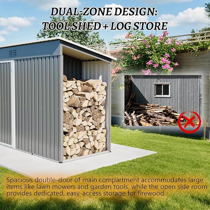 4'x10' Metal Shed Outdoor Storage Shed, Metal Steel Utility Tool Shed Storage - Image 4
