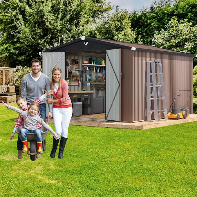 10x12 FT Metal Storage Shed, Outdoor Tool Sheds - Image 7