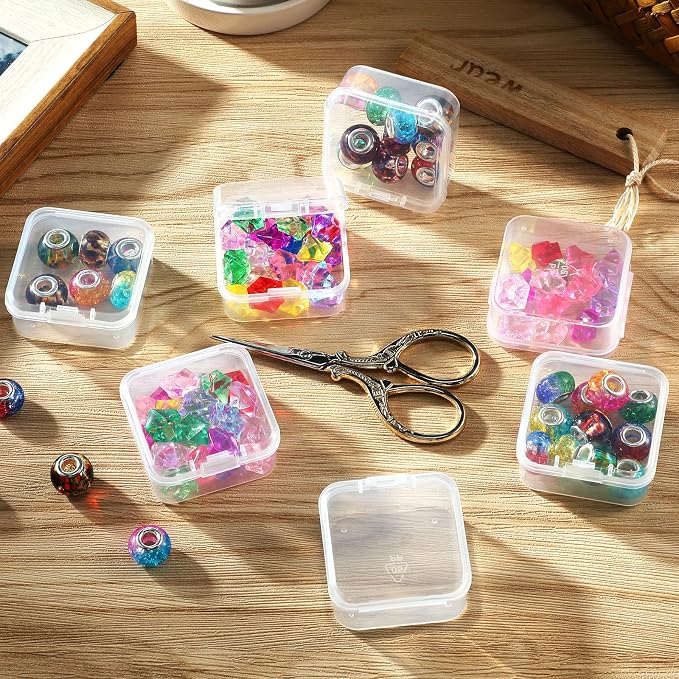 SATINIOR 24 Packs Small Clear Plastic Beads Storage Containers Box - Image 5
