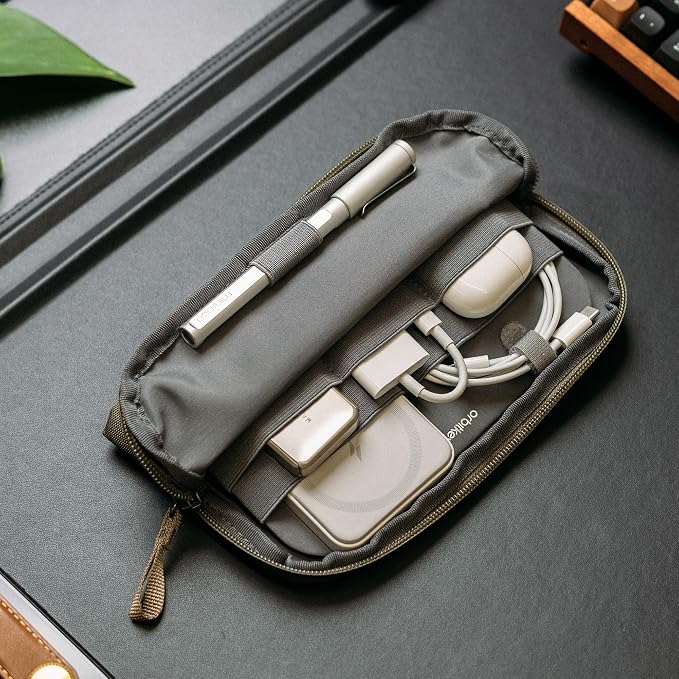 Olive Expandable Desk Storage Pouch – Fold-Down Access Panel, Pen Loop - Image 6
