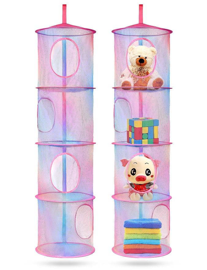 Libeder 2Pcs Mesh Hanging Storage Organizer, 4 Compartments, Casual Style by Libeder