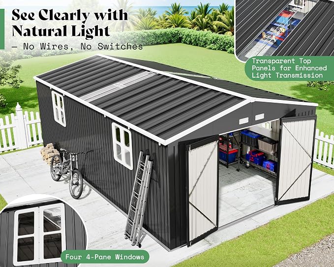 VanAcc 12x20x7.2 FT Outdoor Storage Shed - Image 4