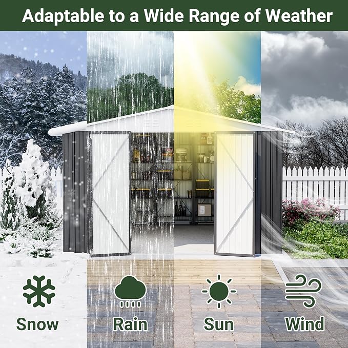 Polar Aurora 12x10 FT Outdoor Storage Shed, Metal Garden Shed - Image 5