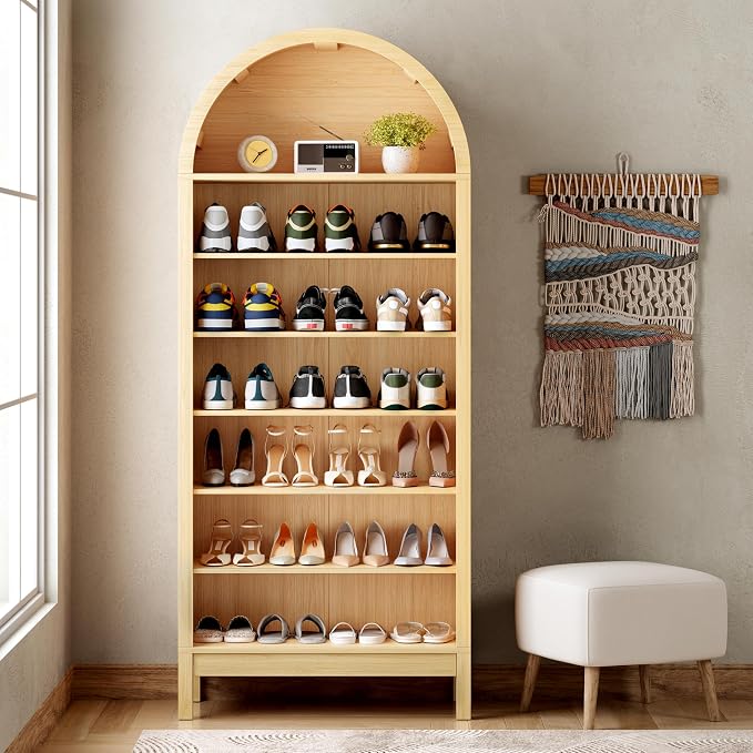 70" Tall Arched Shoe Cabinet, 7-Tier Shoe Rack - Image 7