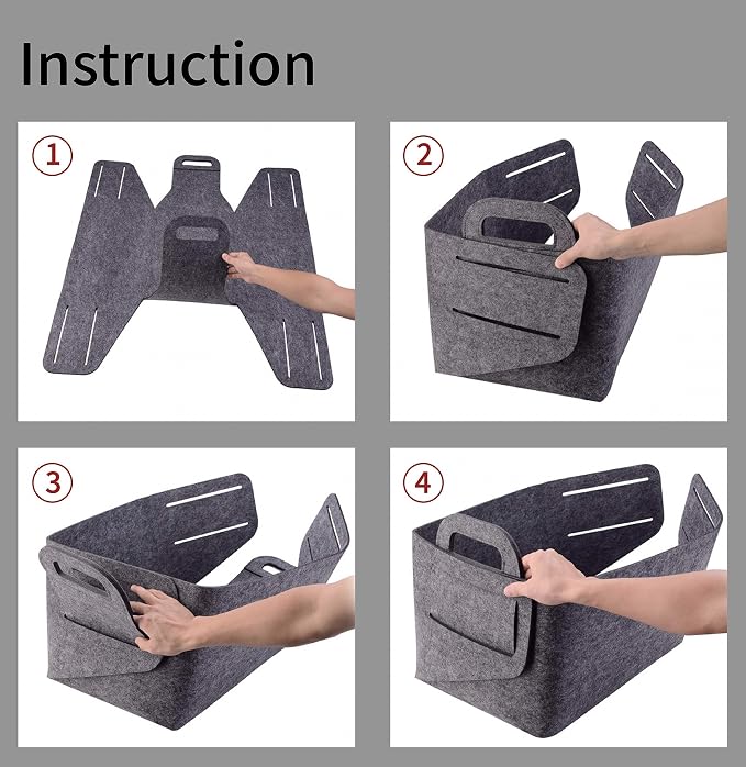 Minoisome Storage Basket Felt Storage Bin Collapsible& Convenient Box Organizer - Image 7