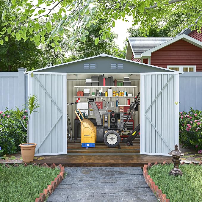 Metal Outdoor Storage Sheds 8 x 6 FT Lockable Metal Garden Shed Steel - Image 4