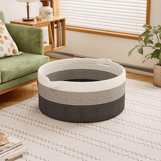 125L Extra Large Blanket Basket, Jumbo Laundry Woven Baskets Decorative Home - Image 2