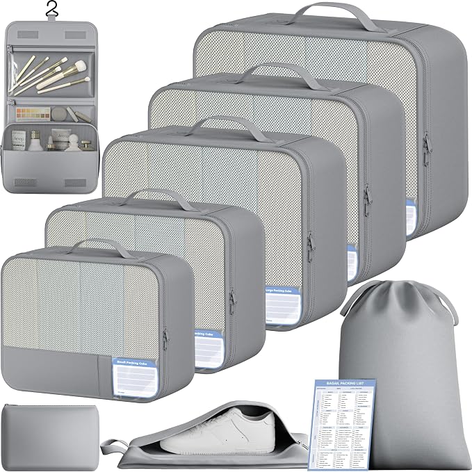 BAGAIL 9 Set Packing Cubes Luggage Packing Organizers by BAGAIL