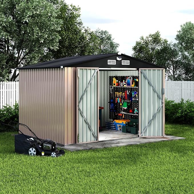 8x10 FT Metal Storage Sheds Outdoor by RELJOFUM