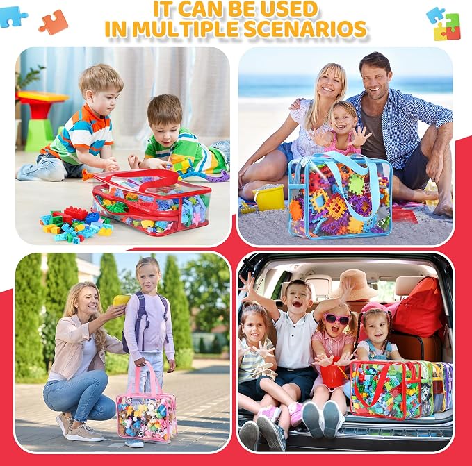 6 Packs Large Toy Storage Bags, Reusable Travel kids Organizer Bags - Image 7