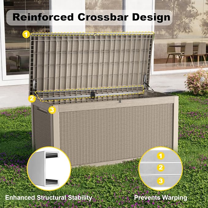320 Gallon Outdoor Deck Box, Storage Lockable Waterproof Patio Furniture - Image 4
