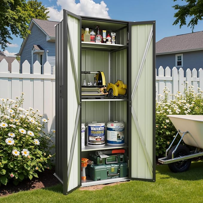 Patiowell 28 Cuft Outdoor Storage Cabinet, Metal Storage Shed by Patiowell