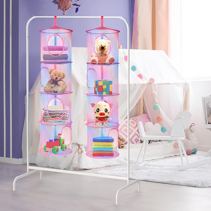 Libeder 2Pcs Mesh Hanging Storage Organizer, 4 Compartments, Casual Style - Image 3
