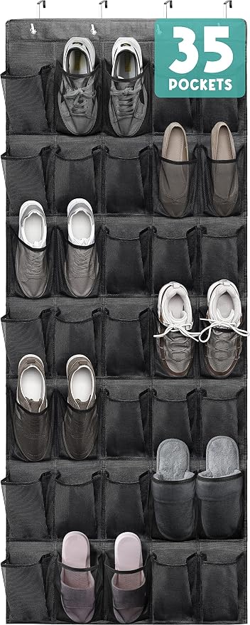 Tiblue Over The Door Shoe Organizers 35 Mesh Pockets Hanging Shoe Organizer by Tiblue