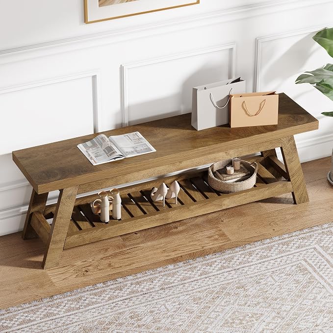 Tribesigns 55" Wood Entryway Bench - Image 4