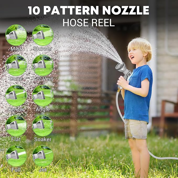 SILVEL Retractable Garden Hose Reel, 1/2 in x 100ft Wall Mount Heavy Duty - Image 3