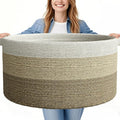125L Extra Large Blanket Basket, Jumbo Laundry Woven Cotton Rope Basket by GOPAS