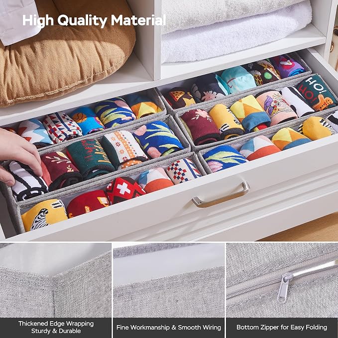 MURRI&MURRDI Mini Foldable Clothes Drawer Organizer 6 Pcs, Narrow Fabric Drawer - Image 3