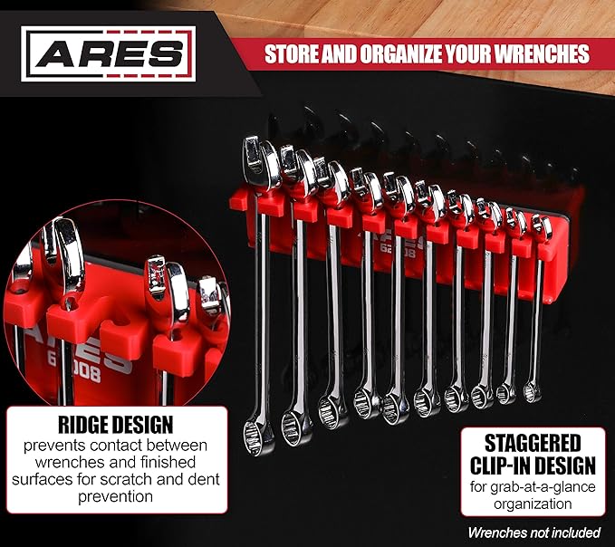 ARES 62008-10-Piece Red Magnetic Wrench Organizer - Image 4