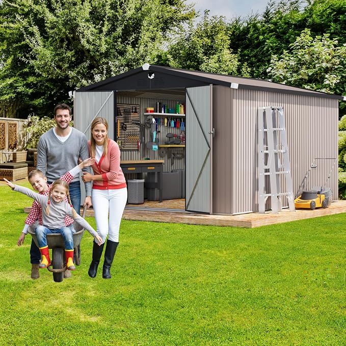 10x12 FT Outdoor Storage Shed, Metal Tool Sheds, Waterproof Outside Storage Shed - Image 8