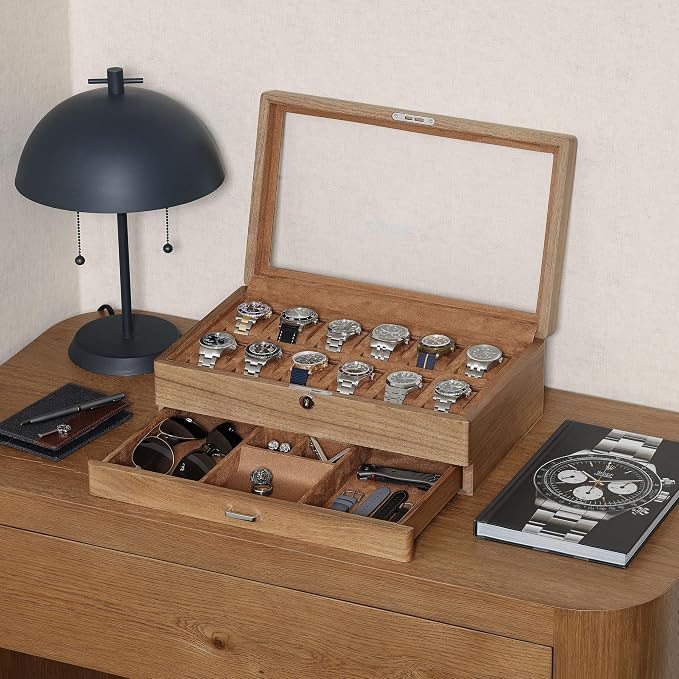 ROTHWELL 12-Slot Solid Walnut Watch Box - Image 2