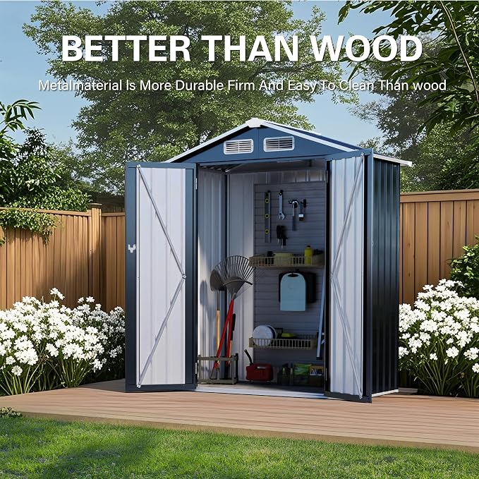 Metal Storage Shed, 5X3 FT Lockable Outdoor Tool Shed - Image 8