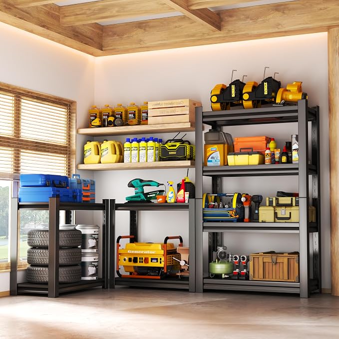 Storage Shelves, Garage Metal Shelving Unit, Adjustable, Double-Layer Column - Image 3