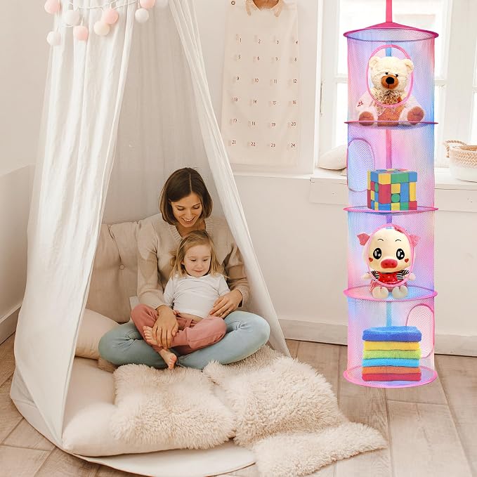 Libeder 2Pcs Mesh Hanging Storage Organizer, 4 Compartments, Casual Style - Image 2