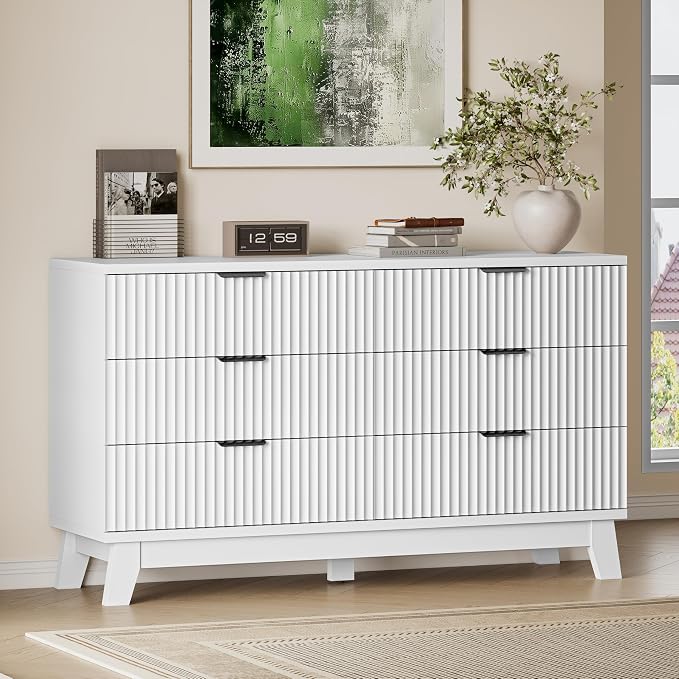 53" Long Dresser for Bedroom, 6-Drawer Dresser by BORNOON