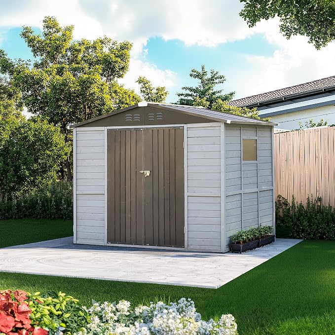 6x4 FT Outdoor Weatherproof Storage Shed, Secure Wood Bike Shed w/Lockable Entry - Image 6