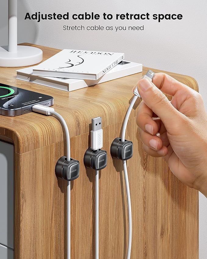 12 Pack Magnetic Cable Clips – Cord Organizer & Holder, Toocki Adhesive Cable - Image 2