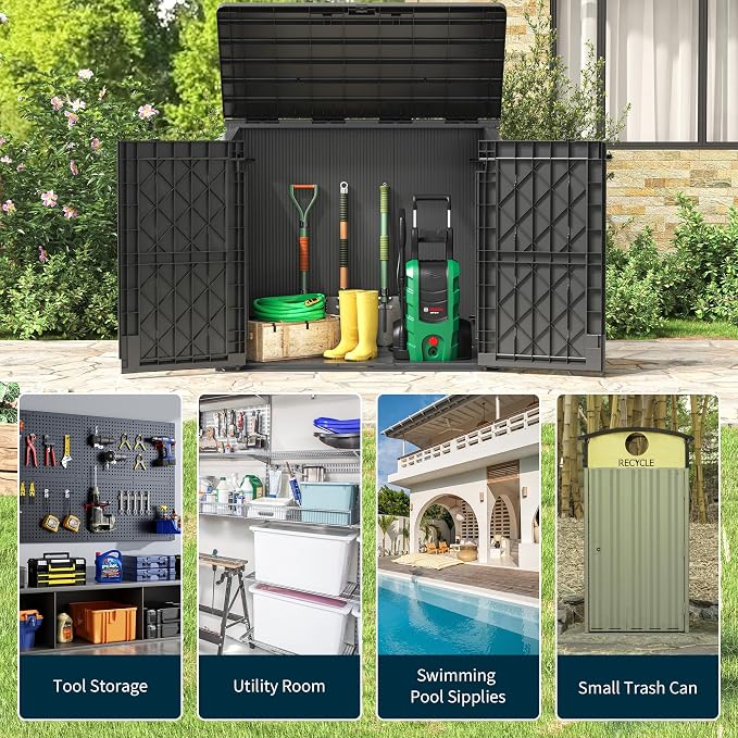 Outdoor Storage Shed 36 Cu. Ft. Resin Garden Horizontal Storage Extra Large - Image 5