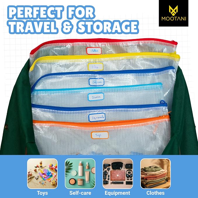 24 Pcs Mesh Zipper Pouch Bags A3 Inches Large Waterproof, Reusable Zipper Bags - Image 7