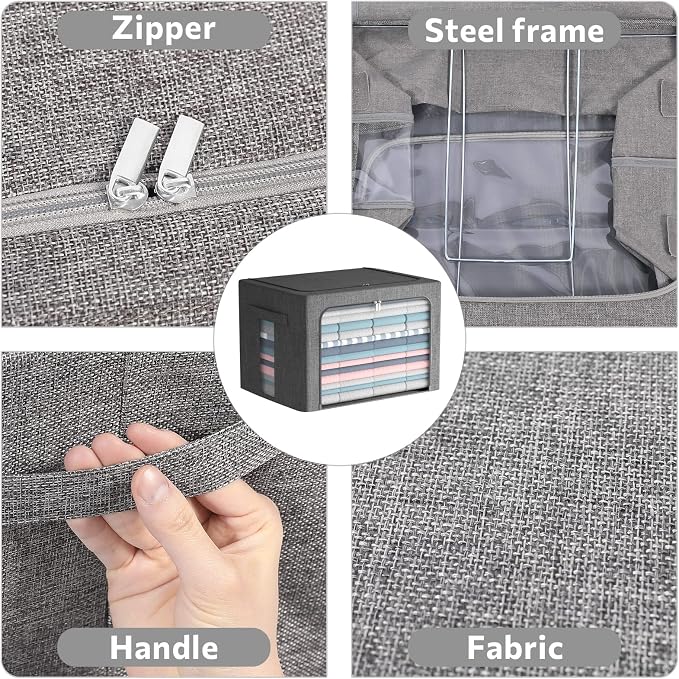 FHSQX 2 Pack Clear Window Storage Bins Foldable Fabric Storage Bins Boxes - Image 4