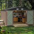 Furniwell 10x10 FT Outdoor Storage Shed, Metal Garden Sheds Outdoor Storage by WellFurnitureHomeLifeWell