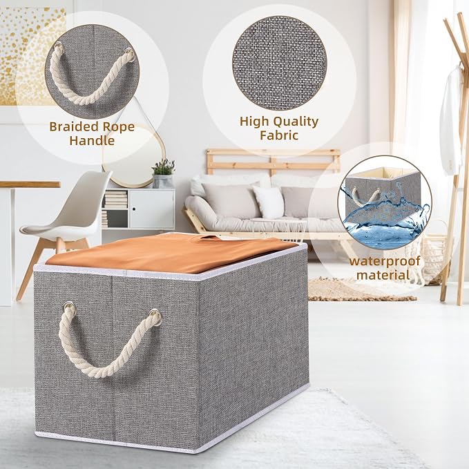 Yawinhe Foldable Storage Basket 3-Pack, Large Fabric Bins - Image 5